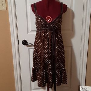 BCBG 100% silk brown and cream dress-fab! Sz ssm